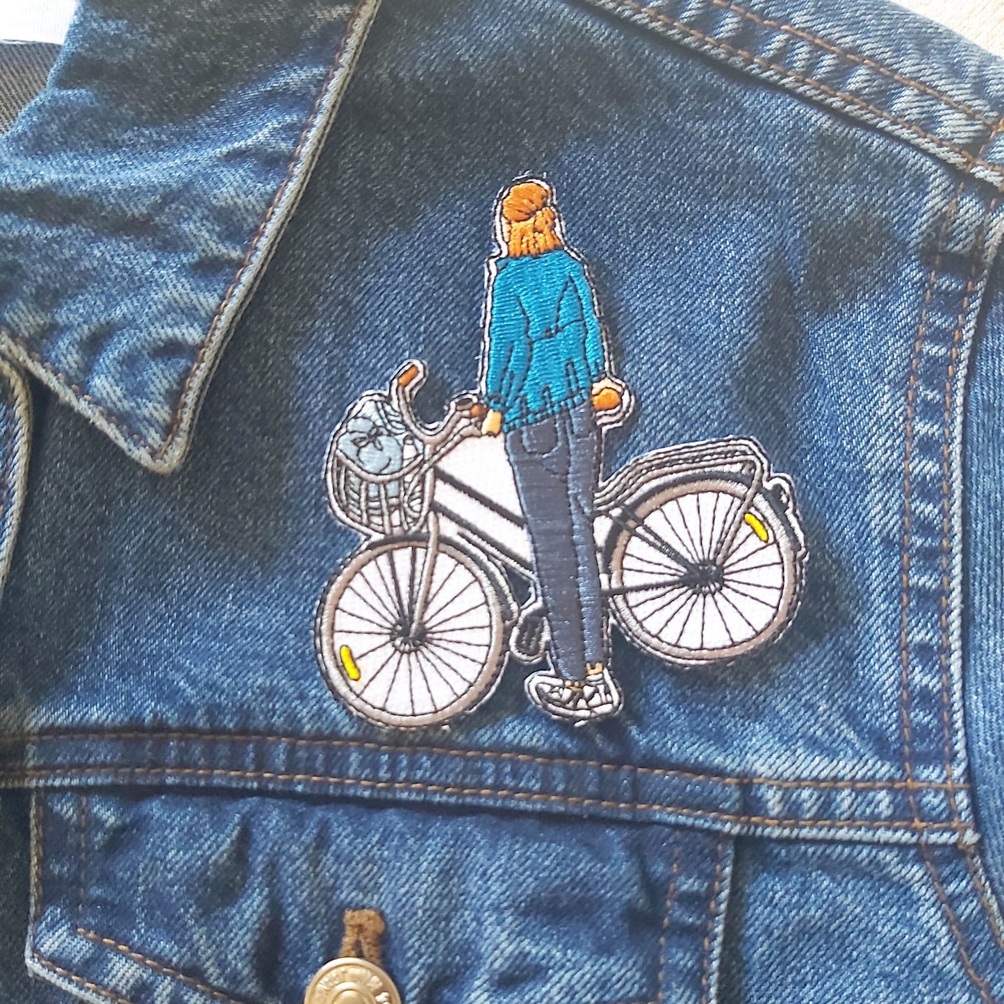 Girl with Bike Iron on Patch